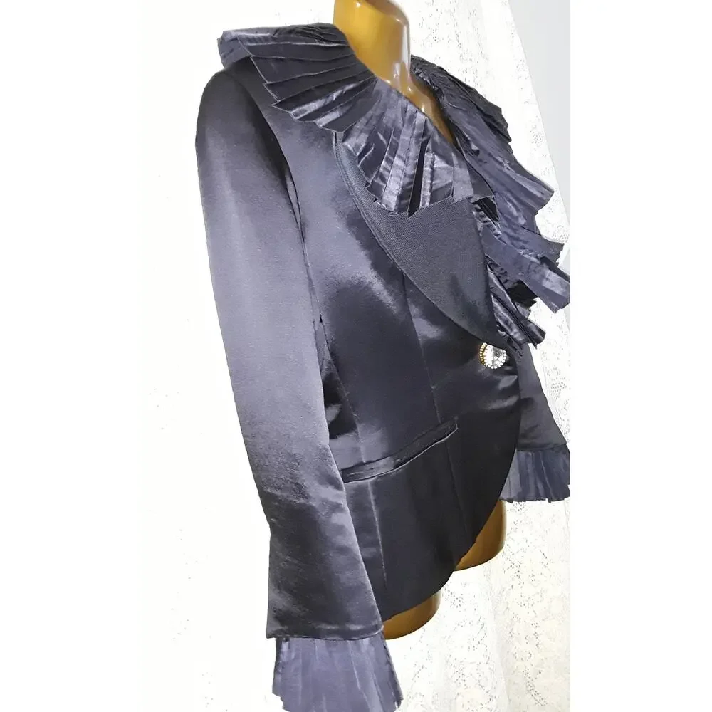 Christian Dior Vtg Satin Evening Jacket With Large Pleated Collar